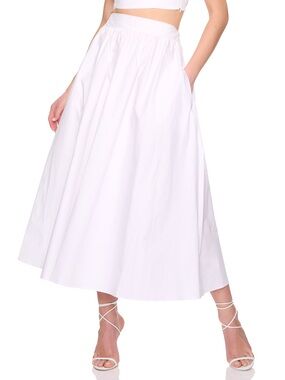Susana Monaco poplin drop waist skirt White Maxi A-Line Skirt size medium NWT